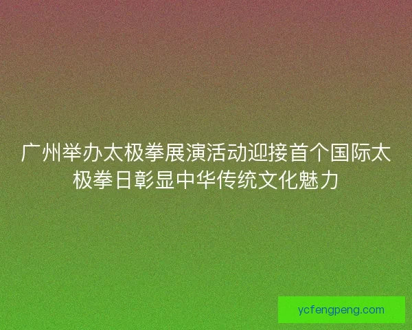 广州举办太极拳展演活动迎接首个国际太极拳日彰显中华传统文化魅力